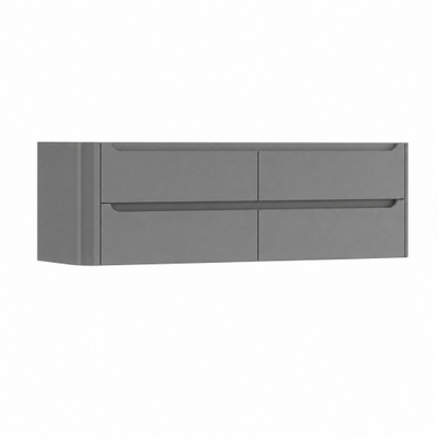 H&R Badmeubelen Juice Wastafelonderkast - 180x45x50cm - linkerhoek afgerond - 4 lades - geïntegreerde greep - stone grey mat
