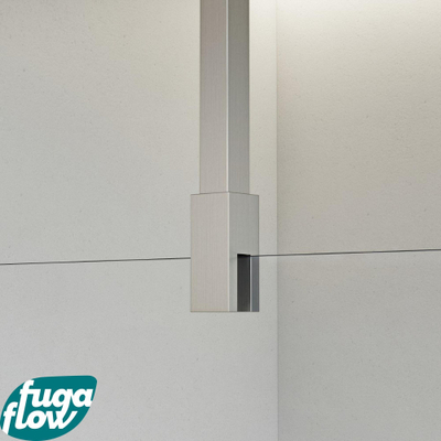 FugaFlow Eccelente Vetro douche à l'italienne salle de bain - 60x200cm - verre clair - bras plafond - inox brossé