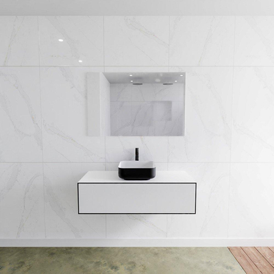 Mondiaz Lagom Meuble salle de bains 110x30.9x45cm Solid Surface Urban 1 tiroir avec lavabo BINX vasque à poser Centre 1 trou de robinet