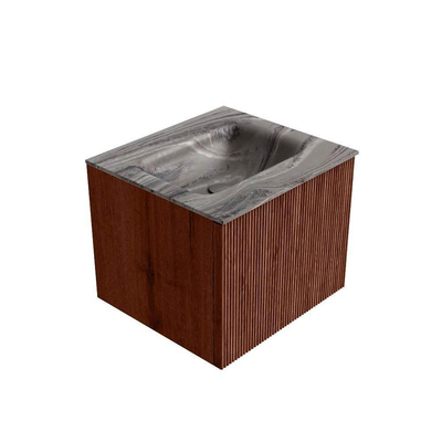 MONDIAZ KURVE-DLUX Meuble de salle de bains 50 cm couleur Ruby avec 1 tiroir et 0 porte. Lavabo GRUNNE Central sans trou de robinet Sombra.