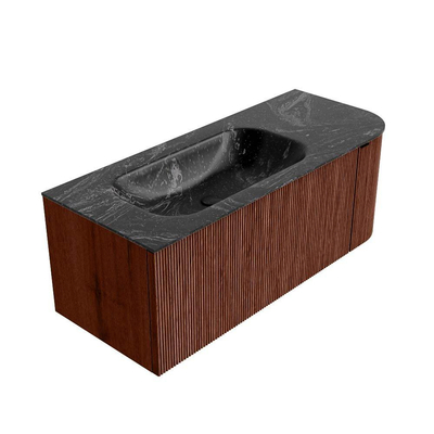 Mondiaz KURVE-DLUX Ensemble de meuble de salle de bain - 115x46x40cm - 1 tiroir - 1 porte - vasque solid surface - gauche - 1 trou de robinet - Ruby