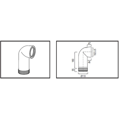 Wisa 301A coude de WC 110mm longueur 180mm