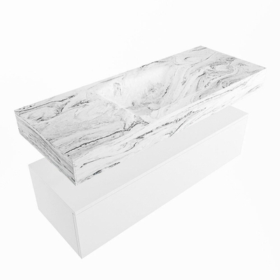 MONDIAZ ALAN - DLUX Badkamermeubelset - 120cm - onderkast - Talc - 1 lade - vrijhangende wastafel - wasbak midden - 0 kraangaten - Glace