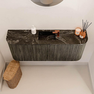 Mondiaz JOYA-DLUX 103.2cm toiletmeubel - ronding links en rechts kleur Shadow - Wastafel FAYE positie Midden 1 kraangat kleur Lava.