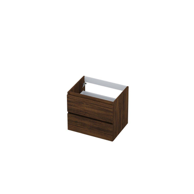 INK Wastafelonderkast - 60x45x52cm - 2 lades - greeploos - met houten keerlijst - MFC - Koper eiken