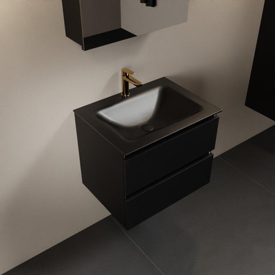 Mondiaz AIVY Ensemble de meuble - 60x45x50cm - 1 trou de robinet - 1 vasque Urban Solid surface - Centre - 2 tiroirs - avec miroir - MDF Urban