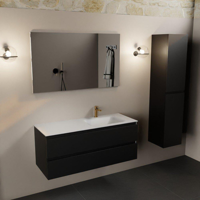 Mondiaz AIVY Ensemble de meuble - 120x45x50cm - 1 trou de robinet - 1 vasque Talc Solid surface - Droite - 2 tiroirs - avec miroir - MDF Urban