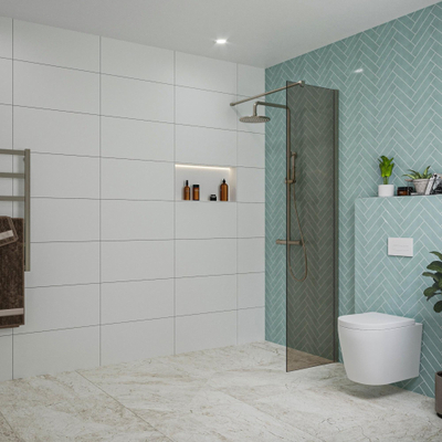 FugaFlow Eccelente Vetro Douche à l'italienne - 50x200cm - verre fumé - Gunmetal brossé