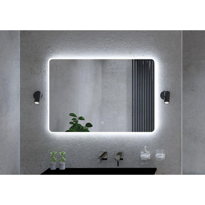 HR Badmeubelen Spectre 2.0 Miroir - 100x70cm - coins arrondis - éclairage LED indirect sans point lumineux - capteur tactile - variation continue - température de couleur réglable - chauffage de miroir