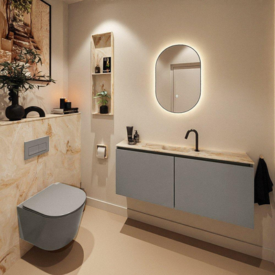MONDIAZ TURE-DLUX Meuble WC 120 cm Smoke. Lavabo EDEN Frappe position milieu. Avec 1 trou de robinet.