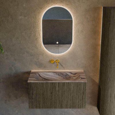 MONDIAZ KURVE-DLUX 80cm badmeubel kleur Shadow met 1 lade en 0 deuren. Wastafel BIG SMALL Midden zonder kraangat Sombra.