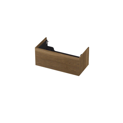 INK Wastafelonderkast - 100x45x37.6cm - 1 lade - push to open - met recht opdekfront - MFC - Intens eiken