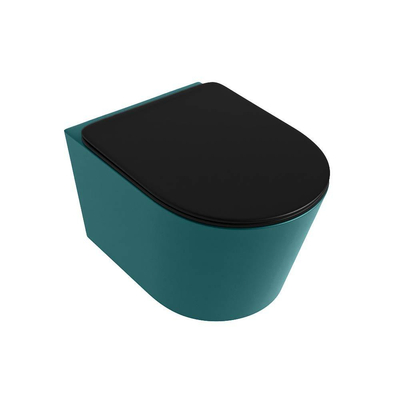 MONDIAZ LAVIE WC suspendu - 36x53cm - sans bride - Urban (noir) - softclose - quick-release - abattant WC - Smag (bleu)