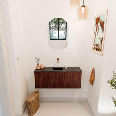 Mondiaz JOYA-DLUX 100cm toiletmeubel - kleur Ruby - Wastafel FAYE positie Midden Zonder kraangat kleur Lava.