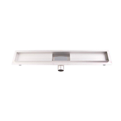 BRAUER Caniveau de douche 160x7x6.7cm avec grille noir mat peu profond et évacuation latérale inox