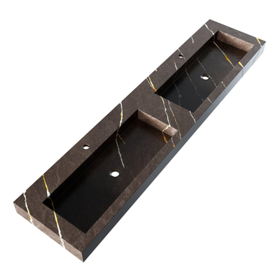 BRAUER Coral lavabo - 200x46x10cm - 2 cuves - 2 trous de robinet - composite - aspect marbre - Copper Brown