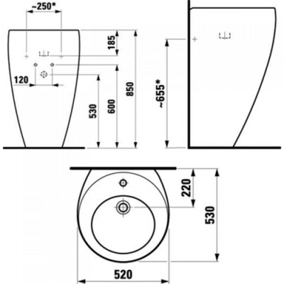 Laufen Alessi One lavabo sur pied 53x52x85cm 1 trou de robinet incl. clou avec colonne intégrée en céramique d'un seul morceau lcc-blanc