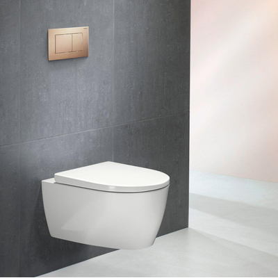 Geberit Sigma40 plaque de commande - rinçage à 2 touches - extra plat - boutons carrés - inox - rouge-or brossé