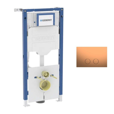 Geberit Duofix Element - UP 320 - QeramiQ Push Steel bedieningsplaat slim - wand 112cm - ronde knoppen - geborsteld koper