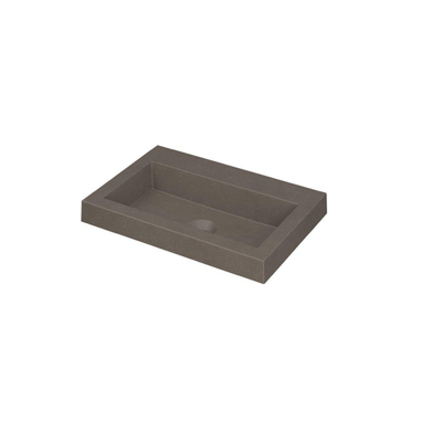 INK Dock wastafel - 60x40x6cm - 1 wasbak - 0 kraangaten - Quartz beton