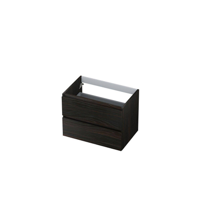 INK Wastafelonderkast - 70x45x52cm - 2 lades - greeploos - met houten keerlijst - MFC - Intens eiken