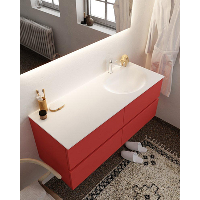 Mondiaz VICA ensemble de meuble de salle de bain - 120cm - meuble sous-vasque fire - 4 tiroirs - lavabo moon droite - 1 trou de robinet - version XL 60cm haut