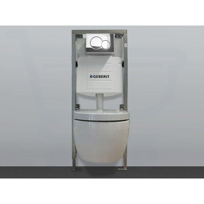 QeramiQ Salina Bâti support avec réservoir WC suspendu et abattant frein de chute et plaque de commande chrome
