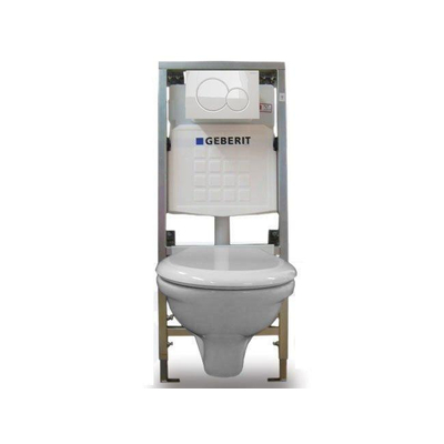 Plieger Brussel toilet set met Geberit Inbouwreservoir inclusief soft close toiletzitting witte afdekplaat