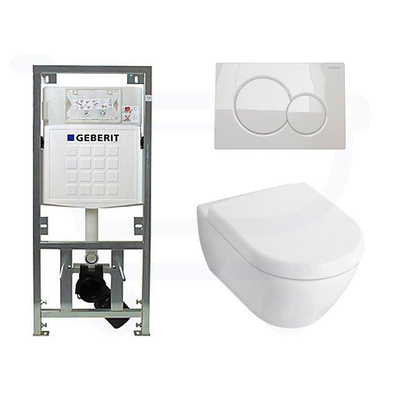 Villeroy et Boch Subway 2.0 Pack WC encastrable avec WC suspendu blanc et abattant standard et plaque de commande Blanc