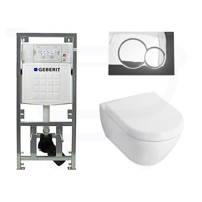 Villeroy & Boch Subway 2.0 Ensemble encastré avec WC suspendu blanc abattant softclose plaque de commande chrome