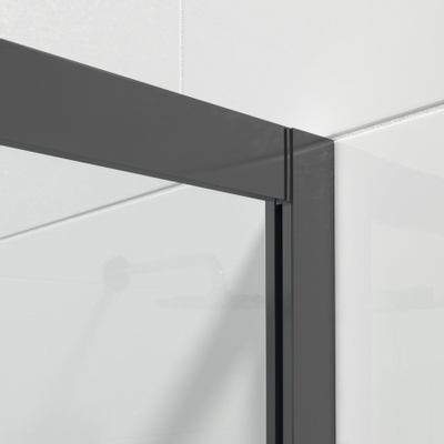 Marenza Slide Quick Fit Douchecabine - kwartrond - 90x90x195cm - helder glas - anti kalk - mat zwart