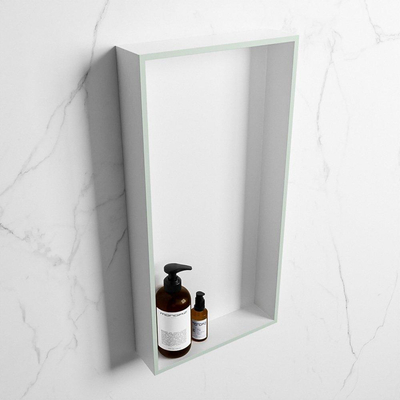 Mondiaz Easy nis 29.5x59.5x8cm voor Inbouw/opbouw 1 open vak Solid surface Talc/Greey