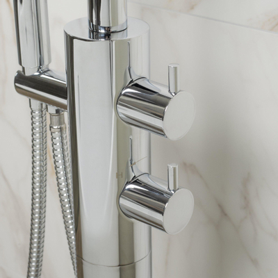 Crosswater Kai Lever staande badkraan - thermostatisch - 97.7cm - met handdouche - hoogglans chroom