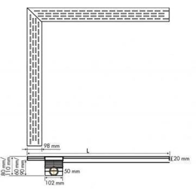 Easy Drain Multi Square hoekgoot 90x90cm 50mm RVS