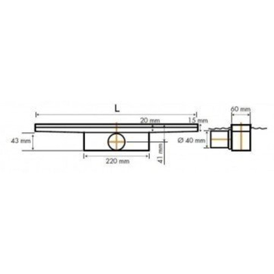 Easy Drain Compact FF afvoergoot enkele plaat met zijuitloop 6x100cm 30mm RVS