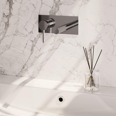 BRAUER Stripe Inbouw Wastafelmengkraan - rechte uitloop en afdekplaat - model A2 - chroom