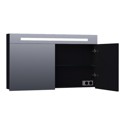 BRAUER 2.0 Spiegelkast - 120x70x15cm - verlichting geintegreerd - 2 links- en rechtsdraaiende spiegeldeuren - MDF - mat zwart