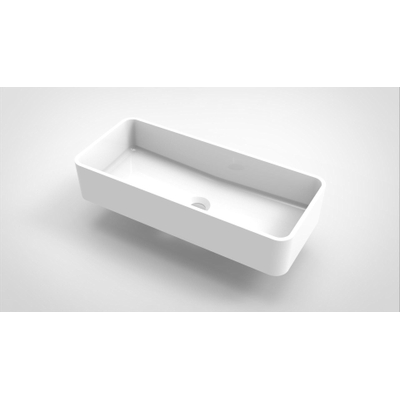 Arcqua Case vasque à poser - 60x26cm - Rectangulaire - Marbre de synthèse Blanc Brillant