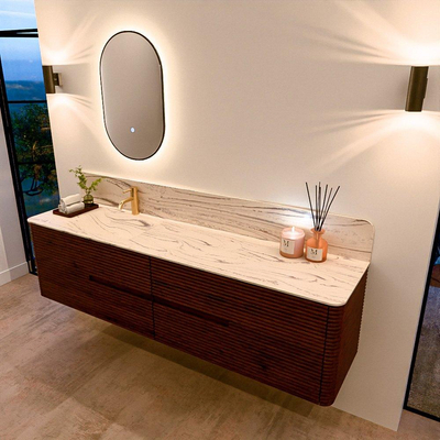 Mondiaz CIRO-DLUX Ensemble de meubles de salle de bains - 190x45x50cm - lavabo solid surface Nata - 1 vasque à gauche - 1 trou de robinet - 4 tiroirs - Ruby
