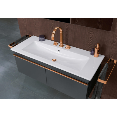Villeroy & Boch venticello wastafel - 120x50cm - 1 kraangat overloop ceramic plus - White Alpine (glans wit)