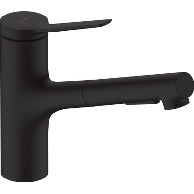 Hansgrohe Zesis m33 1 greeps keukenkraan - 150 metalen uittrekbare vdche - 2jet - sbox - mat zwart