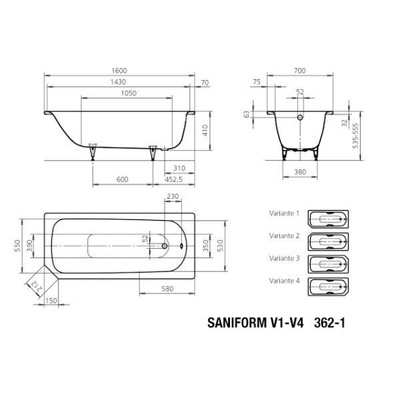 Kaldewei Saniform Plus bad plaatstaal rechthoekig 180x80x43cm wit