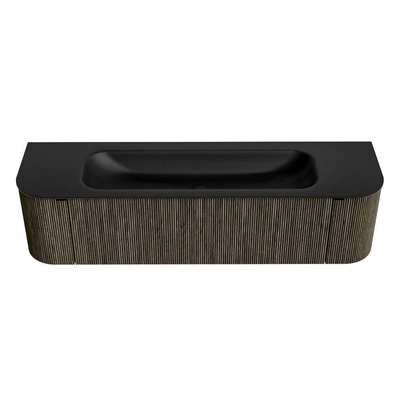 Mondiaz KURVE Ensemble de meubles de salle de bains - 170x46x40cm - 1 tiroir - 2 portes - vasque solid surface - centrale - sans trou de robinet - Shadow