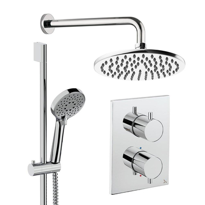 Crosswater MPRO inbouw regendoucheset – Ø20 cm hoofddouche – ronde handdouche – 2 hendels – chroom