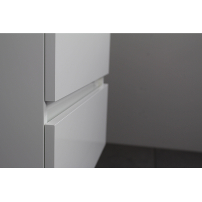 Basic Line Bella Ensemble meuble de salle de bains - 120x55x46cm - 2 lavabos - Acrylique - Blanc - 2 trous de robinet - Armoire miroir sans éclairage - Mélamine blanc brillant