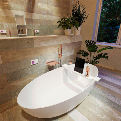 MONDIAZ FLOAT Vrijstaand bad - 170x80cm - solid surface - talc