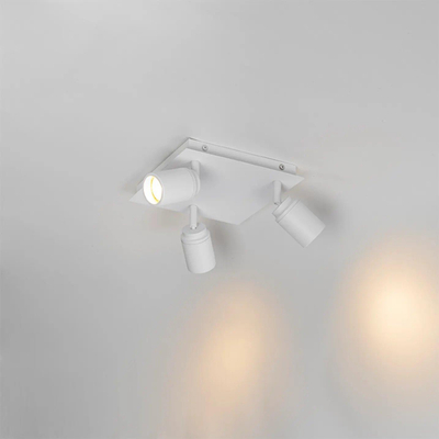 QAZQA Ducha plafonnier de salle de bains - 23x23cm - 3 spots - IP44 - carré - blanc mat