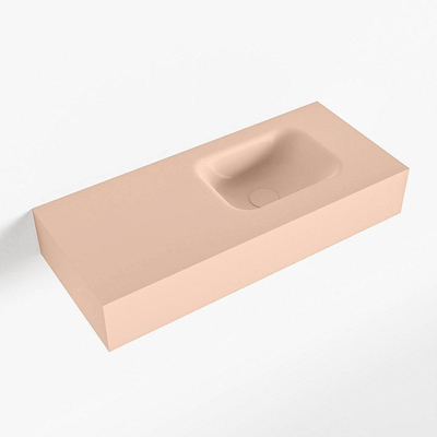 Mondiaz LEX Fontaine - 70x30x12cm - lavabo droit - sans trous de robinet - solid surface - Rosee