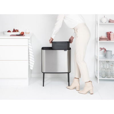 Brabantia Bo Touch Bin Afvalemmer - 11+23 liter - 2 kunststof binnenemmers - matt steel fingerprint proof