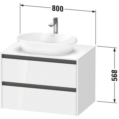 Duravit ketho 2 meuble sous lavabo avec plaque console et 2 tiroirs 80x55x56.8cm avec poignées anthracite graphite super mat